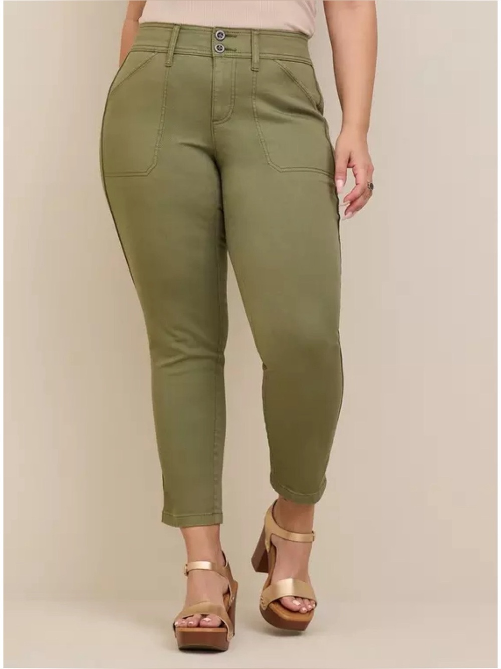 NWT Torrid Crop Aviator Skinny Stretch Twill Mid-Rise Pant - Olive